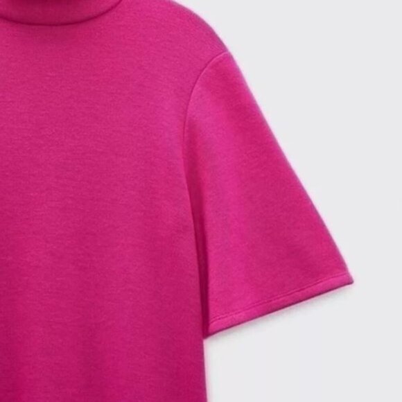 ZARA Soft Mock Neck Midi Dress Fuchsia SIZE S 0264/030/630 - Picture 2 of 4